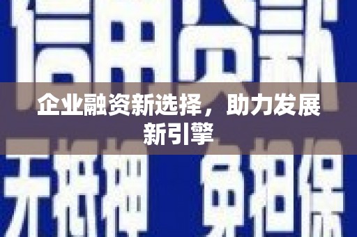 武邑企业融资新选择，助力发展新引擎
