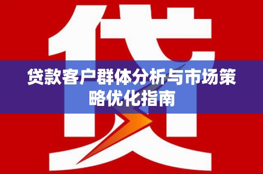 武邑贷款客户群体分析与市场策略优化指南