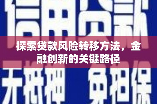 武邑探索贷款风险转移方法，金融创新的关键路径
