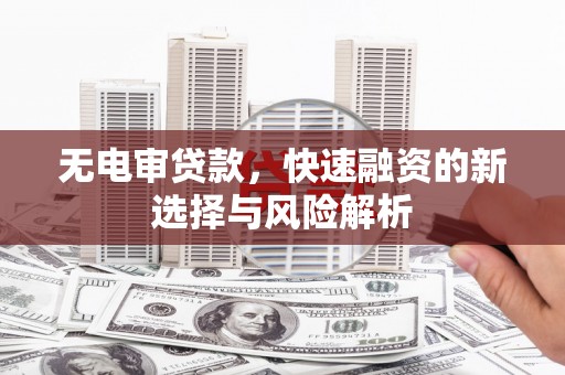 武邑无电审贷款，快速融资的新选择与风险解析