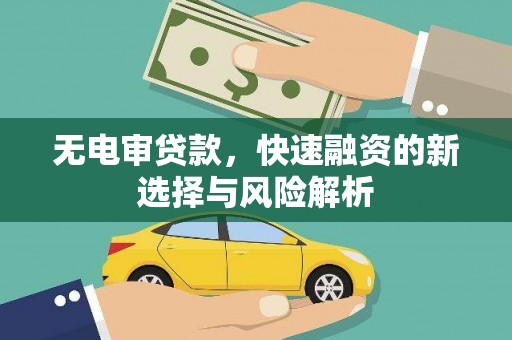 武邑无电审贷款，快速融资的新选择与风险解析