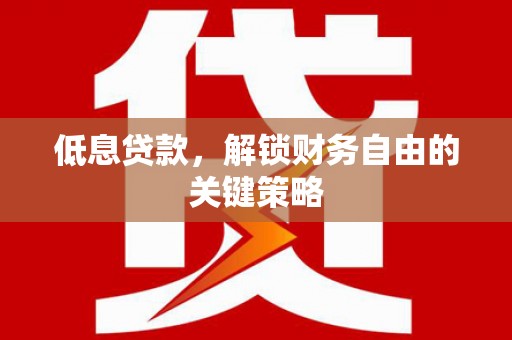 武邑低息贷款，解锁财务自由的关键策略