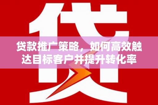 武邑贷款推广策略，如何高效触达目标客户并提升转化率