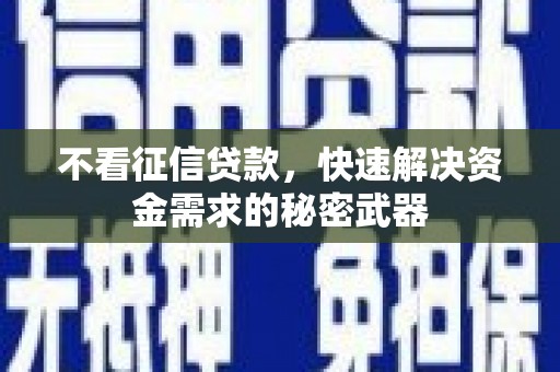 武邑不看征信贷款，快速解决资金需求的秘密武器