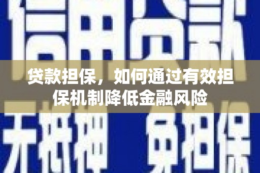 武邑贷款担保，如何通过有效担保机制降低金融风险