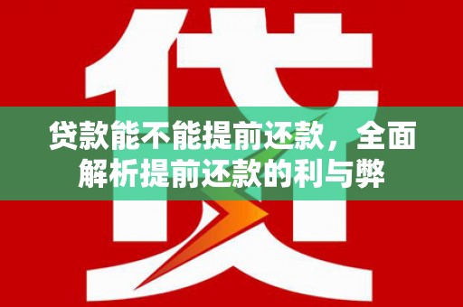 武邑贷款能不能提前还款，全面解析提前还款的利与弊